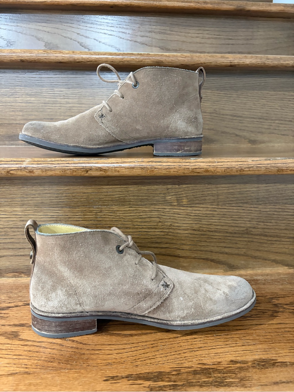 Women's Suede Ankle Boots In Light Taupe - Lace-Up Booties